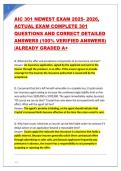 AIC 301 NEWEST EXAM 2025- 2026&comma; ACTUAL EXAM COMPLETE 301 QUESTIONS AND CORRECT DETAILED ANSWERS &lpar;100&percnt; VERIFIED ANSWERS&rpar; &vert;ALREADY GRADED A&plus;