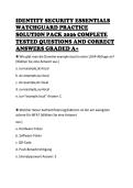 IDENTITY SECURITY ESSENTIALS  WATCHGUARD PRACTICE  SOLUTION PACK 2026 COMPLETE  TESTED QUESTIONS AND CORRECT  ANSWERS GRADED A&plus;