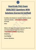 HeartCode PALS Exam  2026&sol;2027 Questions With  Solutions &lpar;Correct & Verified&rpar; 