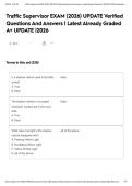 Traffic Supervisor EXAM &lpar;2026&rpar; UPDATE Verified Questions And Answers &vert; Latest Already Graded A&plus; UPDATE &vert;2026