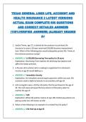 TEXAS GENERAL LINES LIFE&comma; ACCIDENT AND HEALTH INSURANCE 2 LATEST VERSIONS ACTUAL EXAM COMPLETE 600 QUESTIONS AND CORRECT DETAILED ANSWERS &lpar;100&percnt;VERIFIED ANSWERS&rpar; &vert;ALREADY GRADED A&plus;
