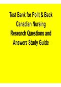 Test Bank Polit and Beck Canadian Nursing Research Questions and Answers Study Guide with Solution 2025&sol; 2026