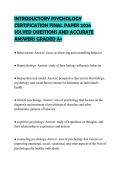 INTRODUCTORY PSYCHOLOGY CERTIFICATION FINAL PAPER 2026 SOLVED QUESTIONS AND ACCURATE ANSWERS GRADED A&plus;