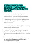 INTRODUCTORY PSYCHOLOGY CERTIFICATION STUDY GUIDE 2026 COMPLETE QUESTIONS AND SOLUTIONS VERIFIED A&plus;