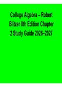 College Algebra Robert Blitzer 8th Edition Chapter 2 Study Guide with Questions and Answers with Solution 2026&sol; 2027