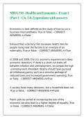 MHA 710 - Healthcare Economics - Exam 1 &lpar;Part 1 - Ch&period; 1 & 2&rpar; questions with answers&period;