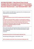 ACE PRACTICE EXAM &vert;&vert; Most Recent Exam Actual  Complete Real Exam Questions And Correct Answers  &lpar;Verified Answers&rpar; Already Graded A&plus; &vert;&vert; Guaranteed  Success&excl;&excl; Newest Exam &vert; Just Released&excl;&excl;2026 -2027  