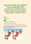 Week 4 Quiz&colon; NURS 120 &sol; NURS120 &lpar;Latest Update 2026 &sol; 2027&rpar; Introduction to Medical Surgical Nursing &vert; Questions and Answers &vert; 100&percnt; Correct &vert; Grade A - WCU