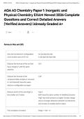 AQA AS Chemistry Paper 1&colon; Inorganic and Physical Chemistry EXAM Newest 2026 Complete Questions and Correct Detailed Answers &lpar;Verified Answers&rpar; &vert;Already Graded A&plus;