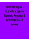 Intermediate Algebra Ordered Pairs Systems Exponents Polynomials and Notation Questions and Answers with Solution 2025&sol; 2026