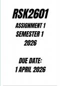 RSK2601 ASSIGNMENT 1 SEM 1 2026 SOLUTIONS &lowbar; DUE 1 APRIL 2026