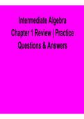 Intermediate Algebra Chapter 1 Review Practice Questions and Answers with Solution 2025&sol; 2026