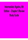 Intermediate Algebra 6th Edition Chapter 5 Review Study Guide with Questions and Answers with Solution 2025&sol; 2026