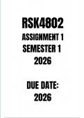 RSK4802 ASS 1 SEM 1 2026 SOLUTIONS &lowbar; DUE 2026