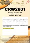 CRW2601 Assignment 1 &lpar;COMPLETE ANSWERS&rpar; Semester 1 2026 - DUE 27 March 2026