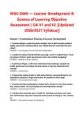 WGU D665 &mdash; Learner Development & Science of Learning Objective Assessment &vert; OA V1 and V2 &vert;&vert;Updated 2026&sol;2027 Syllabus&vert;&vert;