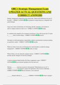 OBC1 Strategic Management Exam  UPDATED ACTUAL QUESTIONS AND  CORRECT ANSWERS