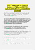 WGU Fundamentals for Success in  Business - D072 Exam UPDATED  ACTUAL QUESTIONS AND CORRECT  ANSWERS