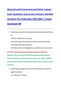 Massachusetts Environmental Police Captain  Exam Questions and Correct Answers &lpar;Verified  Answers&rpar; Plus Rationales 2026 Q&A &vert; Instant  Download Pdf
