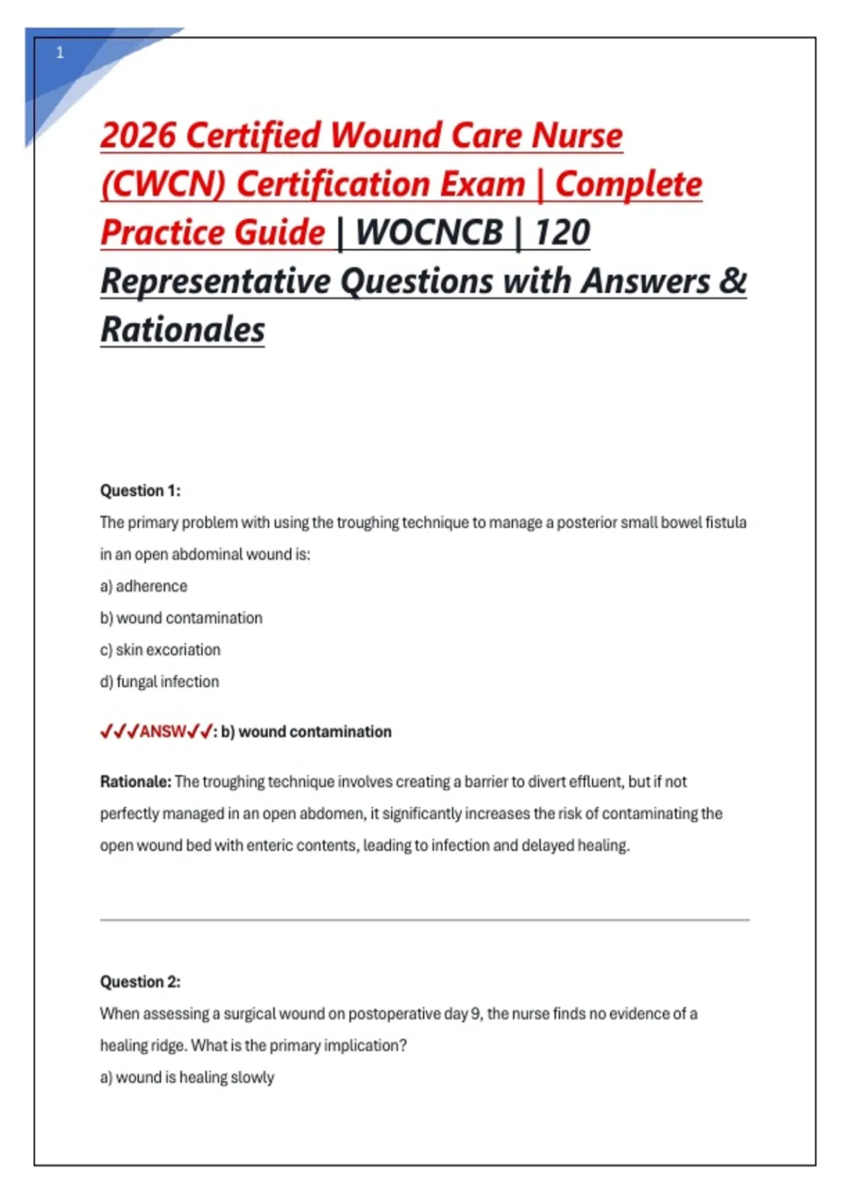 2026 Certified Wound Care Nurse (CWCN) Certification Exam | Complete ...