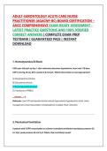 ADULT-GERONTOLOGY ACUTE CARE NURSE  PRACTITIONER &lpar;AGACNP-BC&rpar; BOARD CERTIFICATION &ndash;  ANCC COMPREHENSIVE EXAM-READY ASSESSMENT -  LATEST PRACTICE QUESTIONS AND 100&percnt; VERIFIED  CORRECT ANSWERS &vert; COMPLETE EXAM PREP  TESTBANK &vert; GUARANTEED PASS &vert; INSTANT  DOWNLO