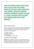 ANCC FNP BOARD EXAM LATEST 2025&sol; 2026 ACTUAL EXAM TEST BANK&vert;