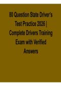 80 Question State Driver&rsquo;s Test Practice 2026 Complete Drivers Training Exam with Verified Answers and Solution 2026&sol; 2027
