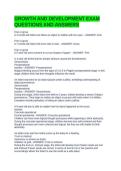 GROWTH AND DEVELOPMENT EXAM QUESTIONS AND ANSWERS