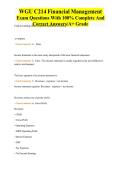 WGU C214 Financial Management Exam Study Guide &vert; Practice Questions & Complete Solutions &vert; Updated Review Material