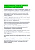 LIFESPAN DEVELOPMENT EXAM &num;1 QUESTIONS AND ANSWERS