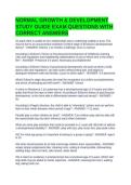 NORMAL GROWTH & DEVELOPMENT STUDY GUIDE EXAM QUESTIONS WITH CORRECT ANSWERS