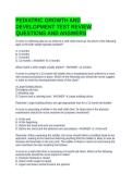 PEDIATRIC GROWTH AND DEVELOPMENT TEST REVIEW QUESTIONS AND ANSWERS