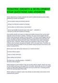 PEDIATRIC GROWTH & DEVELOPMENT EXAM QUESTIONS AND ANSWERS