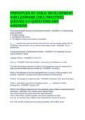 PRINCIPLES OF CHILD DEVELOPMENT AND LEARNING &lpar;CDA PRACTICE&rpar; QUIZZES 1-2 QUESTIONS AND ANSWERS