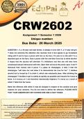 CRW2602 Assignment 1 &lpar;COMPLETE ANSWERS&rpar; Semester 1 2026 - DUE 26 March 2026