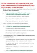 Certified Revenue Cycle Representative &lpar;CRCR&rpar; Exam  2026 &lpar;174 Real Questions&rpar; &vert; Latest Update 2026 &vert; 100&percnt;  Correct Answers &vert; Actual Exam Prep