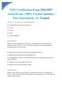 TIPS Certification Exam 2026&sol;2027 Actual Exam &vert; 100&percnt; Correct Answers &vert; Pass Guaranteed - A&plus; Graded