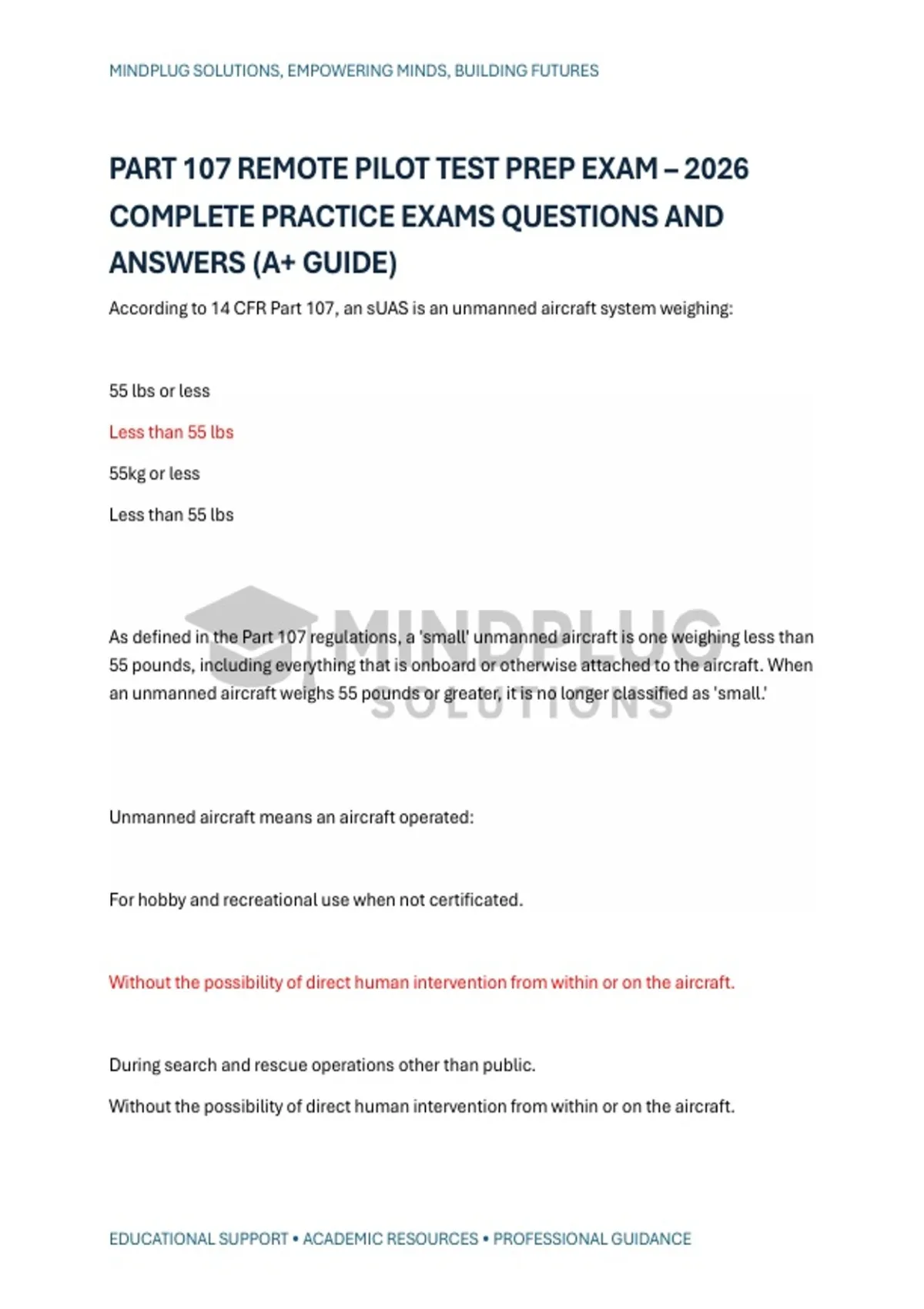 PART 107 REMOTE PILOT TEST PREP EXAM – 2026 COMPLETE PRACTICE EXAMS ...