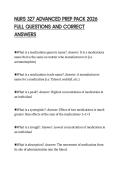 NURS 327 ADVANCED PREP PACK 2026 FULL QUESTIONS AND CORRECT ANSWERS