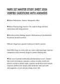 NURS 327 MASTER STUDY SHEET 2026 VERIFIED QUESTIONS WITH ANSWERS