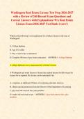 WA Real Estate License Exam 2026-2027 Test Banks 1 & 2 Bundle &sol; 2026 Washington State Real Estate License Exam Prep 2026-2027 with a Review of  460 Latest Exam Questions and Correct Answers