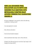 NURS 2031 ADVANCED FINAL EVALUATION 2026 IN DEPTH ONE HUNDRED PLUS QUESTIONS WITH METICULOUSLY CRAFTED EXACT ANSWERS PREMIUM PASS GUARANTEED GRADED A&plus;