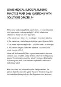 LEWIS MEDICAL-SURGICAL NURSING PRACTICE PAPER 2026 QUESTIONS WITH SOLUTIONS GRADED A&plus;