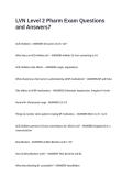 LVN Level 2 Pharm Exam Questions and Answers