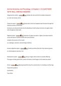 Animal Anatomy and Physiology 1 &lpar;Chapters 1-5&rpar; QUESTIONS  WITH WELL VERIFIED ANSWERS  Integumentary system - answer☑️️&period;&period;Includes the skin and all of its related components  ex&colon; nails&comma; hair&comma; hooves&comma; horns  Endocrine system - answer☑️️&period;&period;Glands that control 