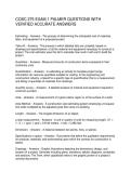 COSC 275 EXAM 1 PALMER QUESTIONS WITH VERIFIED ACCURATE ANSWERS