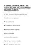 NURSE PRACTITIONERS IN PRIMARY CARE I ACTUAL TEST PAPER 2026 QUESTIONS WITH SOLUTIONS GRADED A&plus;