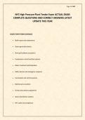 NYC High Pressure Plant Tender Exam ACTUAL EXAM COMPLETE QUESTIONS AND CORRECT ANSWERS LATEST UPDATE THIS YEAR