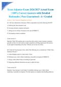 Texas Adjuster Exam 2026&sol;2027 Actual Exam &vert; 100&percnt; Correct Answers with Detailed Rationales &vert; Pass Guaranteed - A&plus; Graded