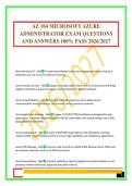 AZ 104 MICROSOFT AZURE ADMINISTRATOR EXAM QUESTIONS AND ANSWERS 100&percnt; PASS 2026&sol;2027